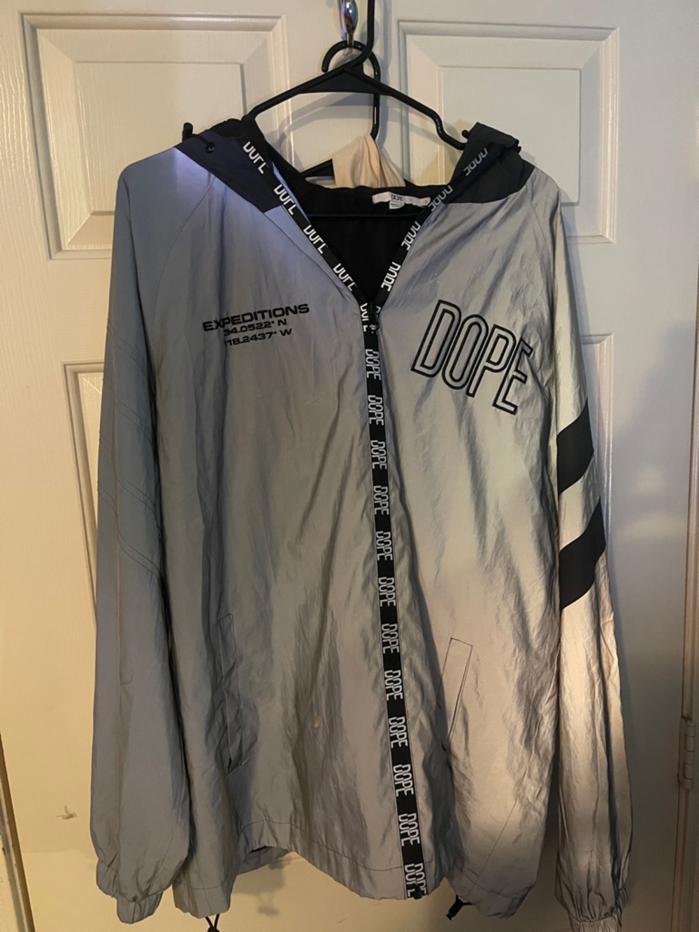 DOPE Black and Silver Reflective Jacket with Logo Tape